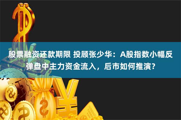 股票融资还款期限 投顾张少华：A股指数小幅反弹盘中主力资金流入，后市如何推演？